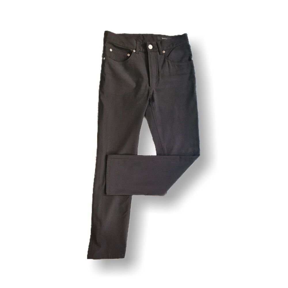 Gucci Black Silky Slim Leg Pants Cropped Stretch Size EU 38 / US 6, EUC